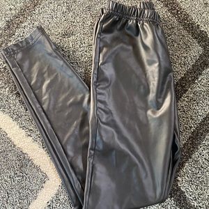 Black faux leather leggings